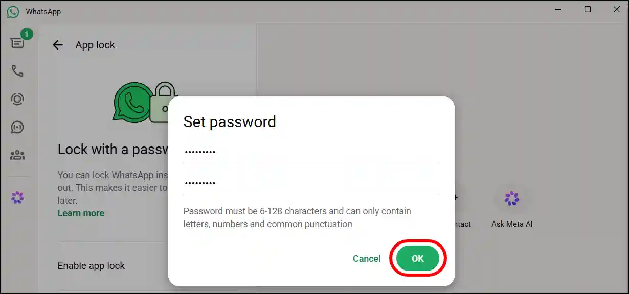 whatsapp web lock pc