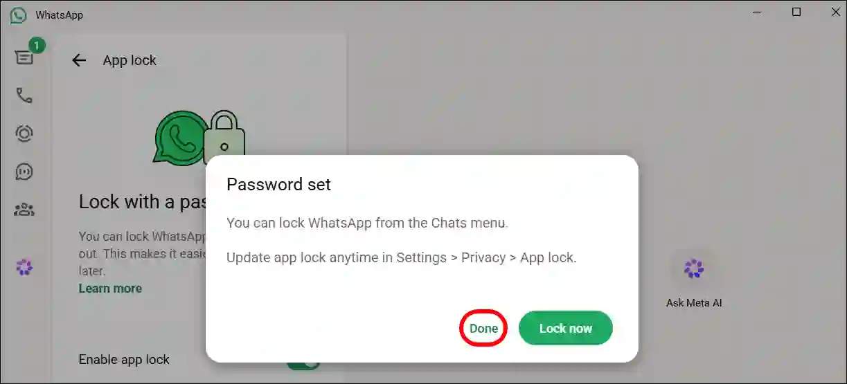 whatsapp web lock pc
