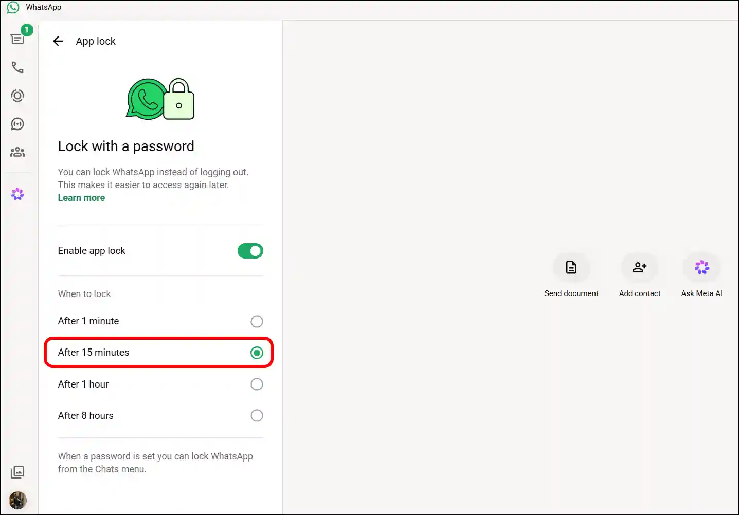 whatsapp web lock pc